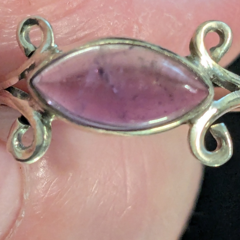 Rare Artisan Solid 925 Sterling Silver Ring Genuine Amethyst Ring Size 8 - Picture 6 of 7
